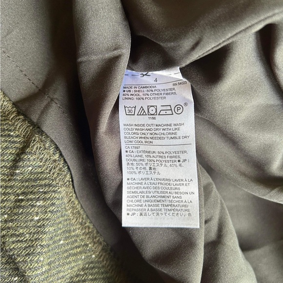 Banana Republic zip wool blend tweed womens size 4 dark green lined wrap… - Picture 5 of 6